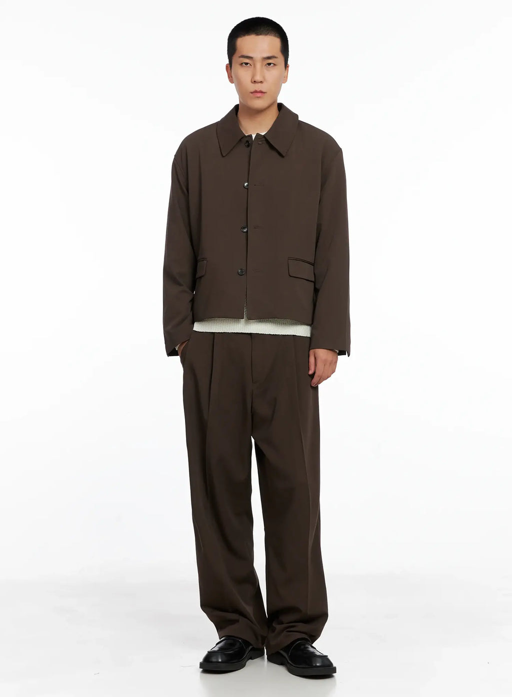 Men's Cropped Button-Up Jacket IS502