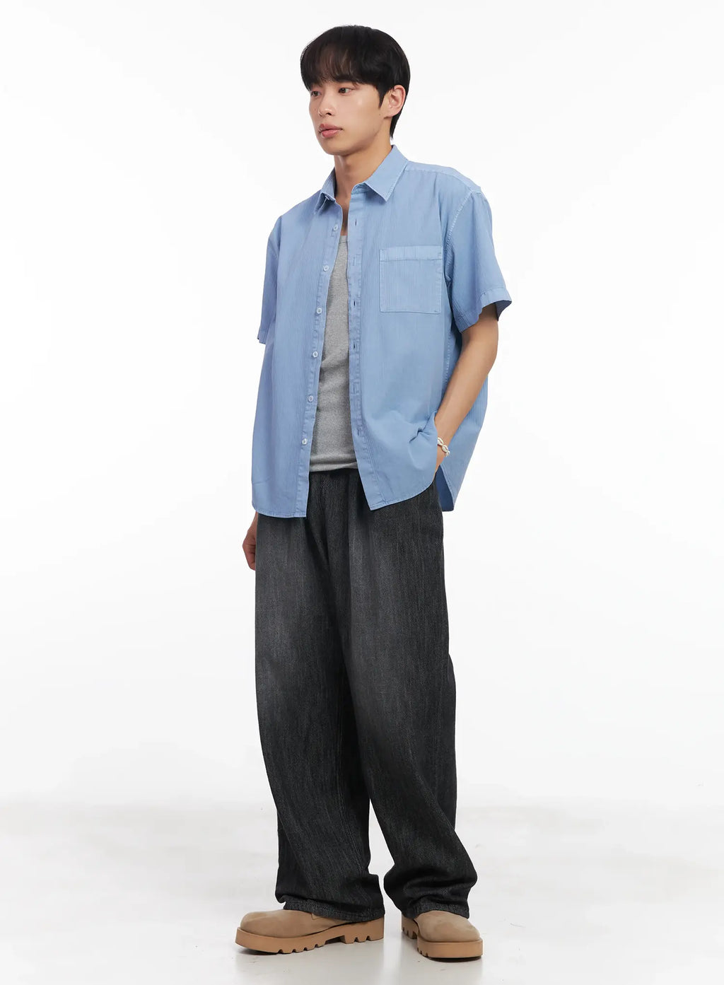 Men's Adjustable Linen Denim Pants (Black) IU518