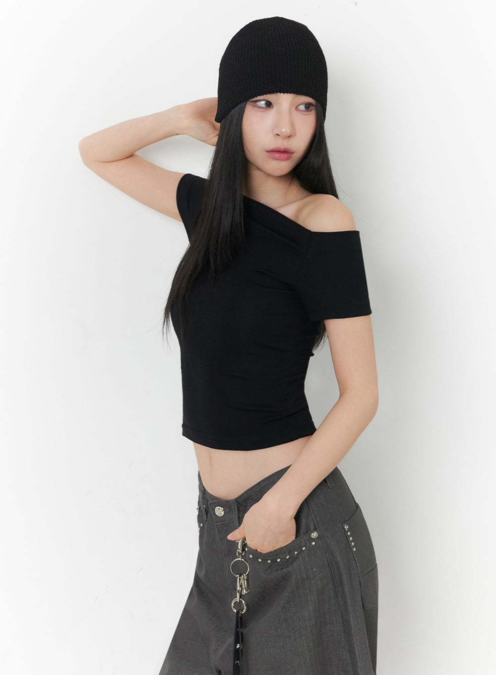 Classic One-Shoulder Crop Top IY516