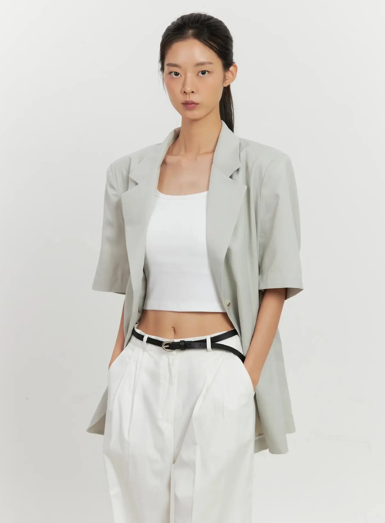 Boxy Short-Sleeve Blazer IL528