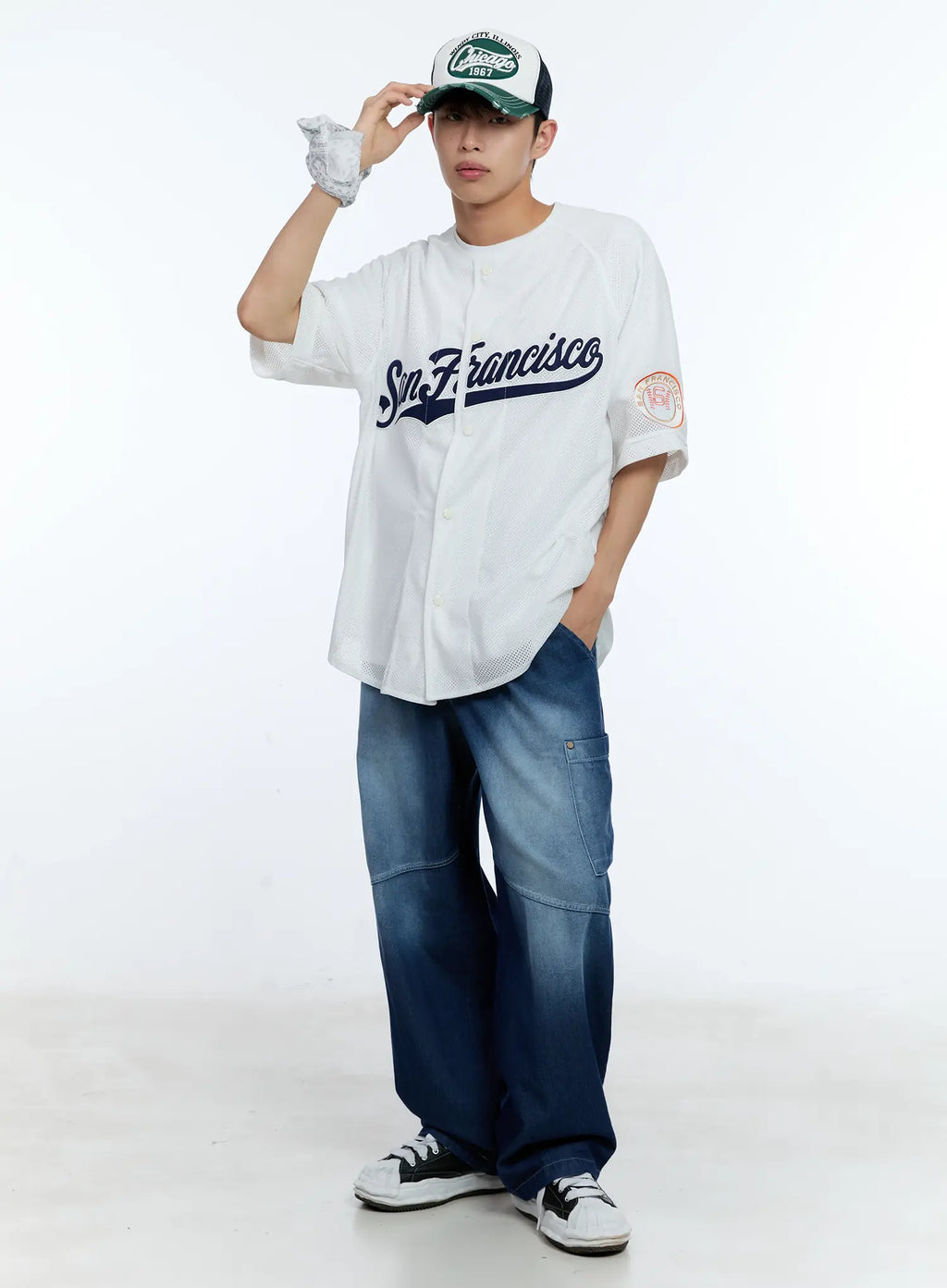 Men's Rivet Detail Wide Jeans IL517