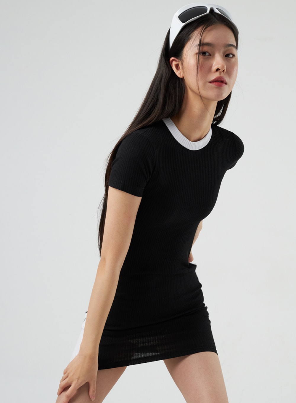 Two Color Knit Mini Dress IY318