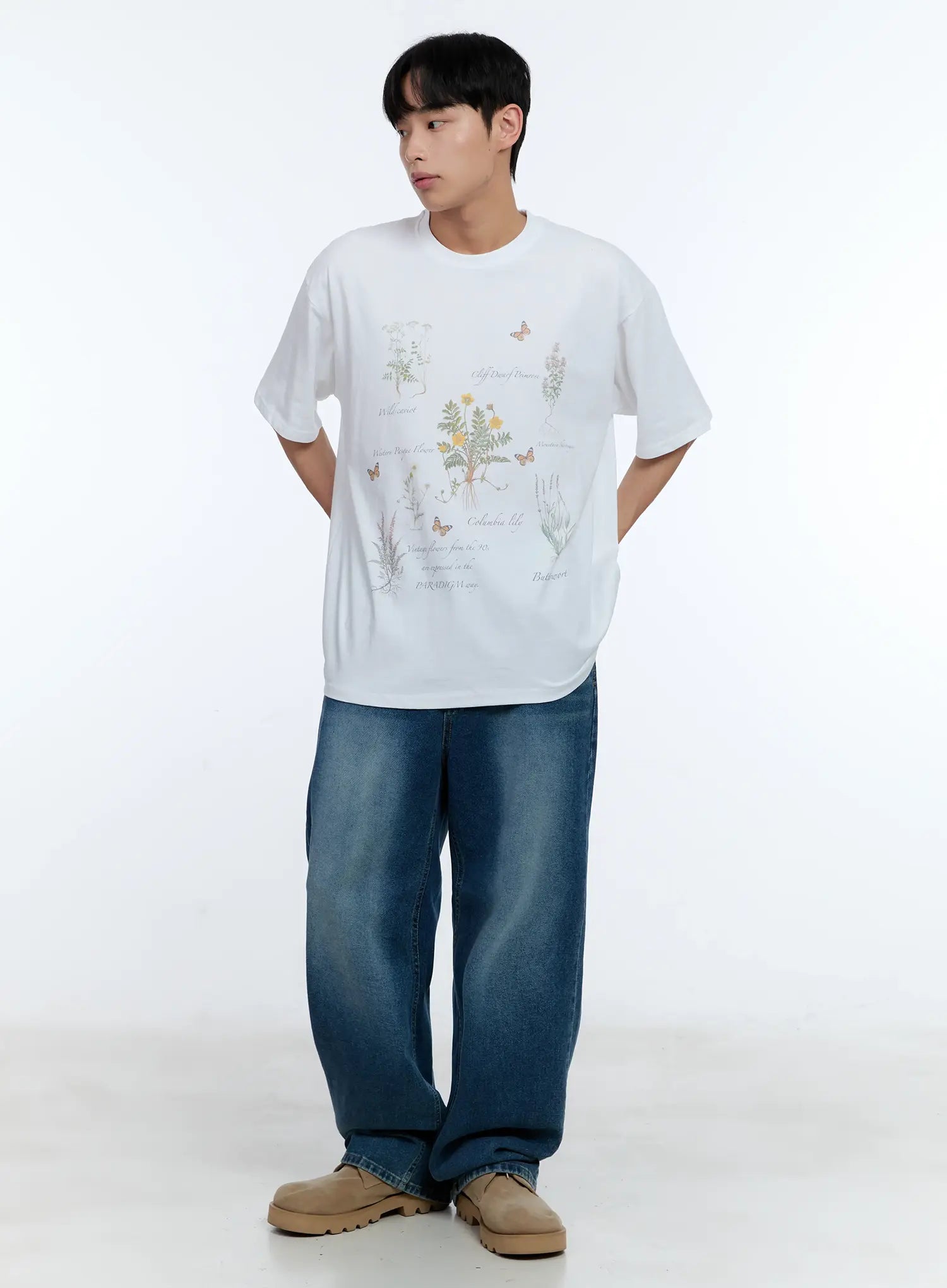 Men's Distressed Wide-Leg Denim Jeans IL515