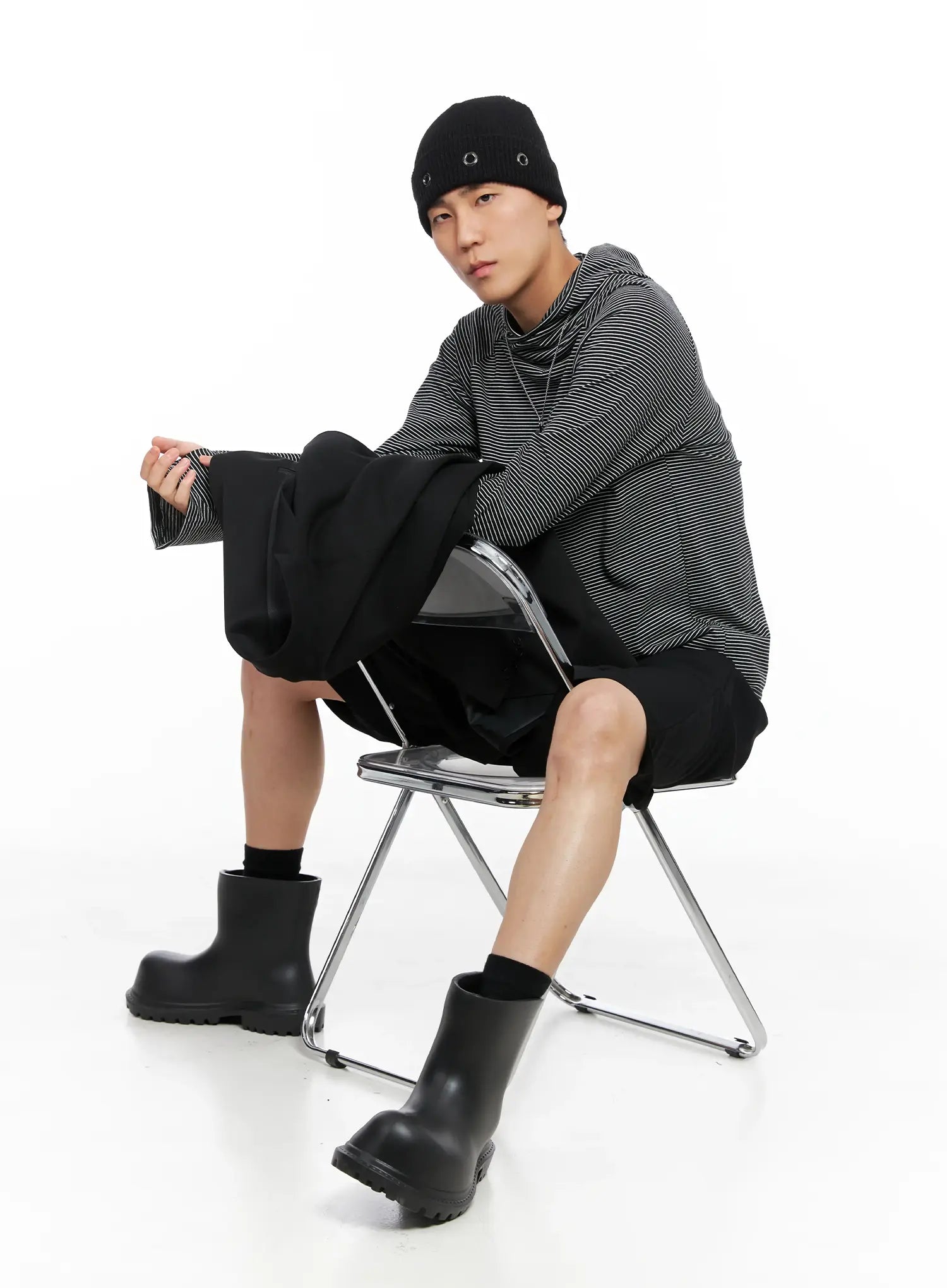 Men's Striped Long Sleeve Hoodie IS502