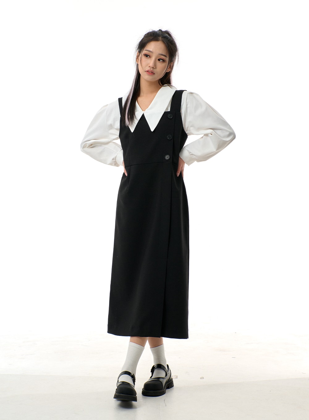 Side Button Detail Sleeveless Maxi Dress BJ312