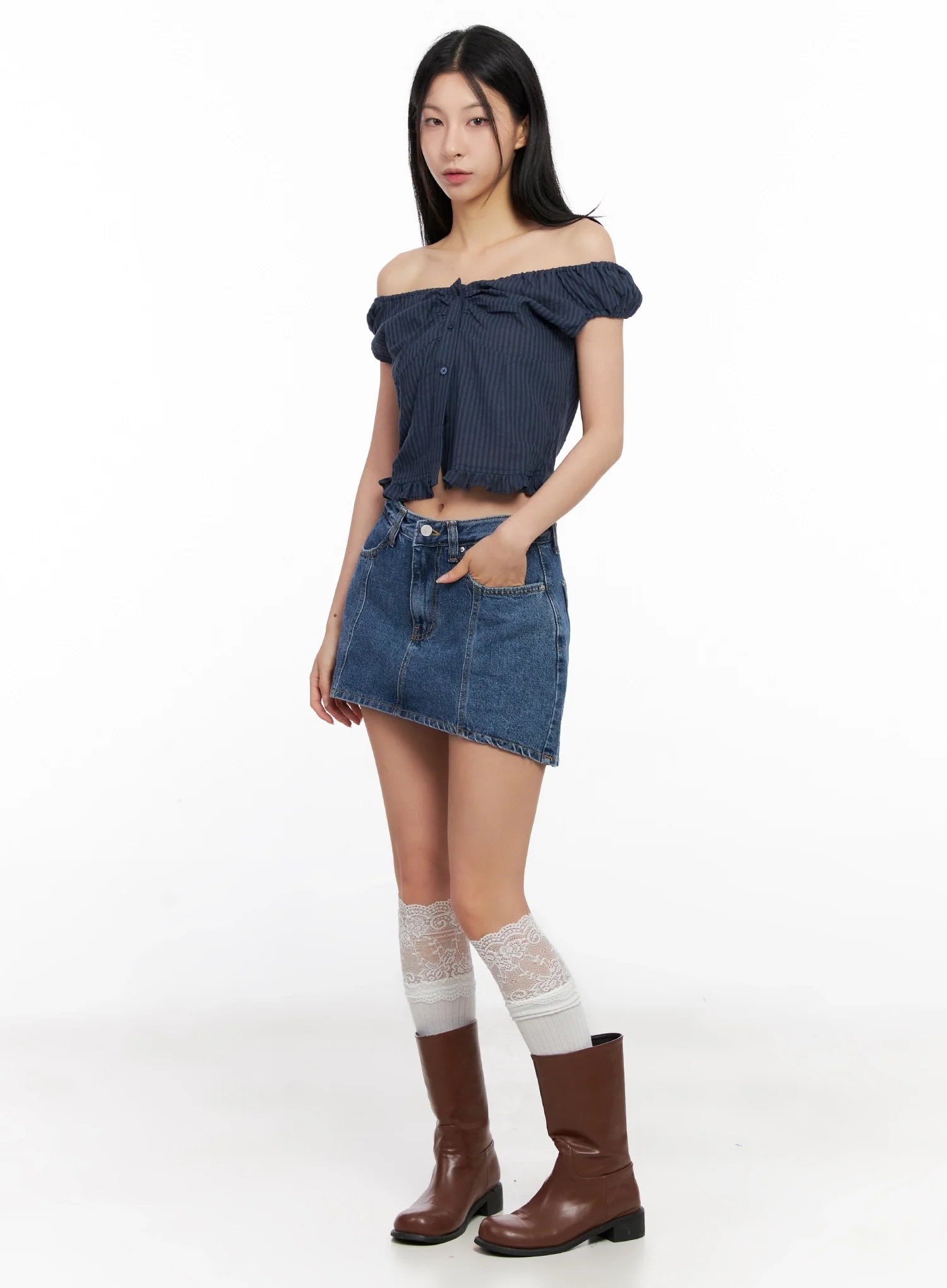 Off-Shoulder Puff-Sleeve Blouse IG508