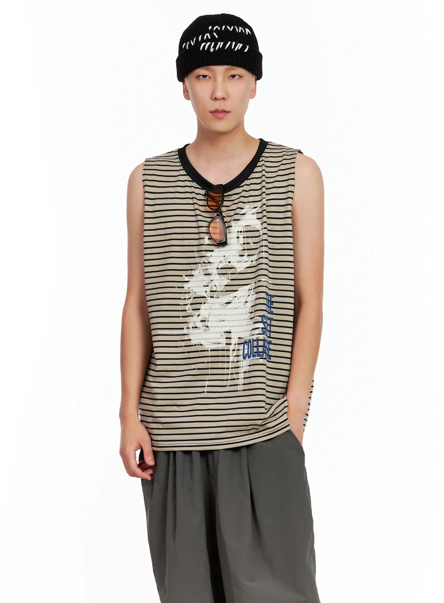 Men's Striped Sleeveless Tee IL511