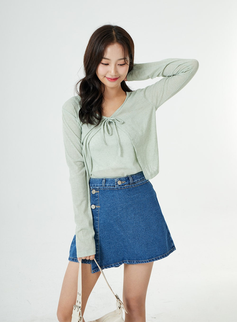 Button Wrap Cotton Denim Shorts BG25