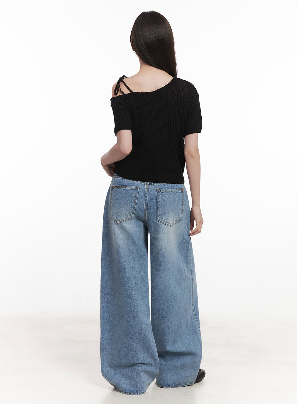 Ribbon One-Shoulder Knit Crop Top IY509