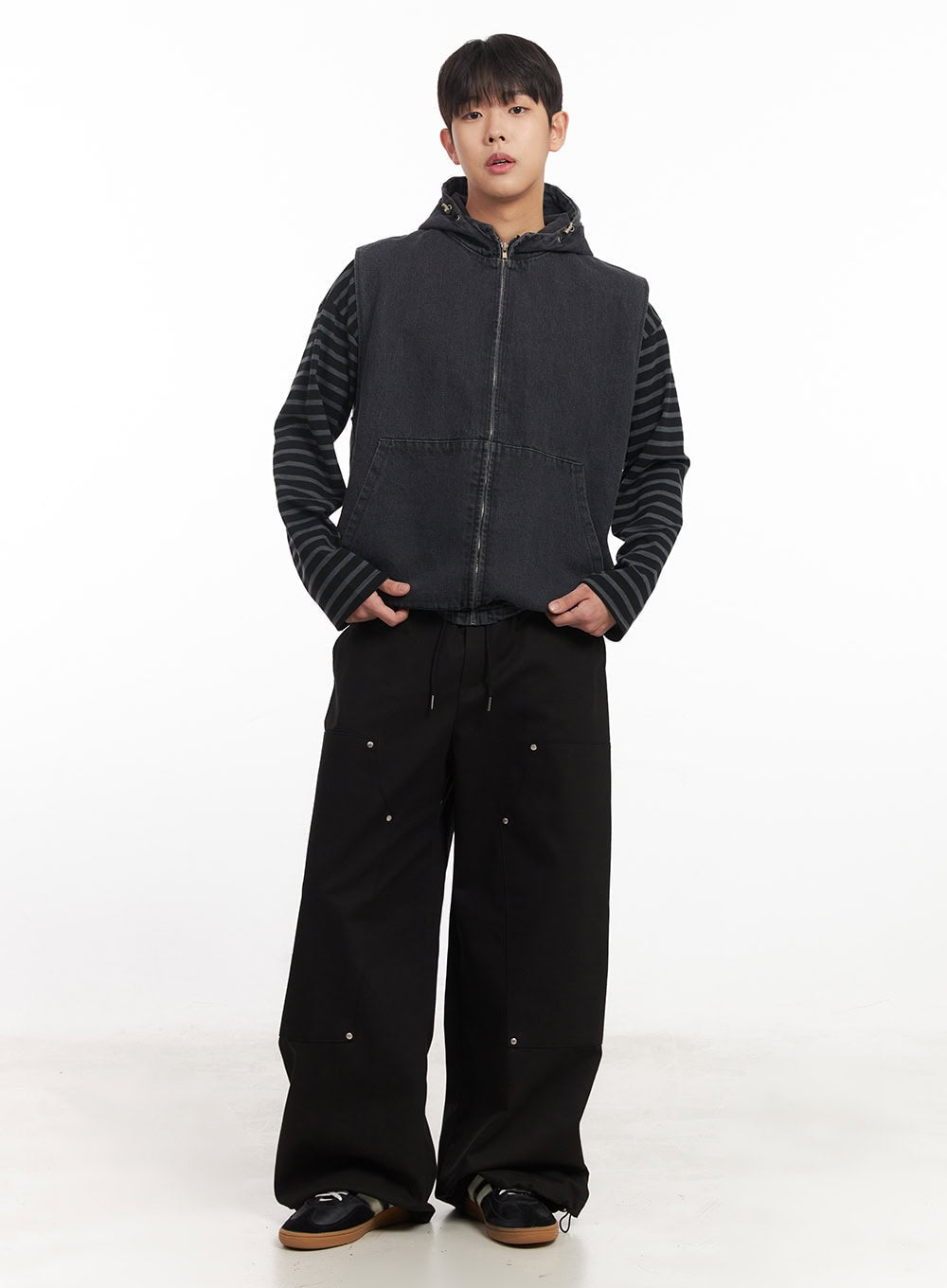 Men's Stud Cotton Wide-Leg Pants IM528