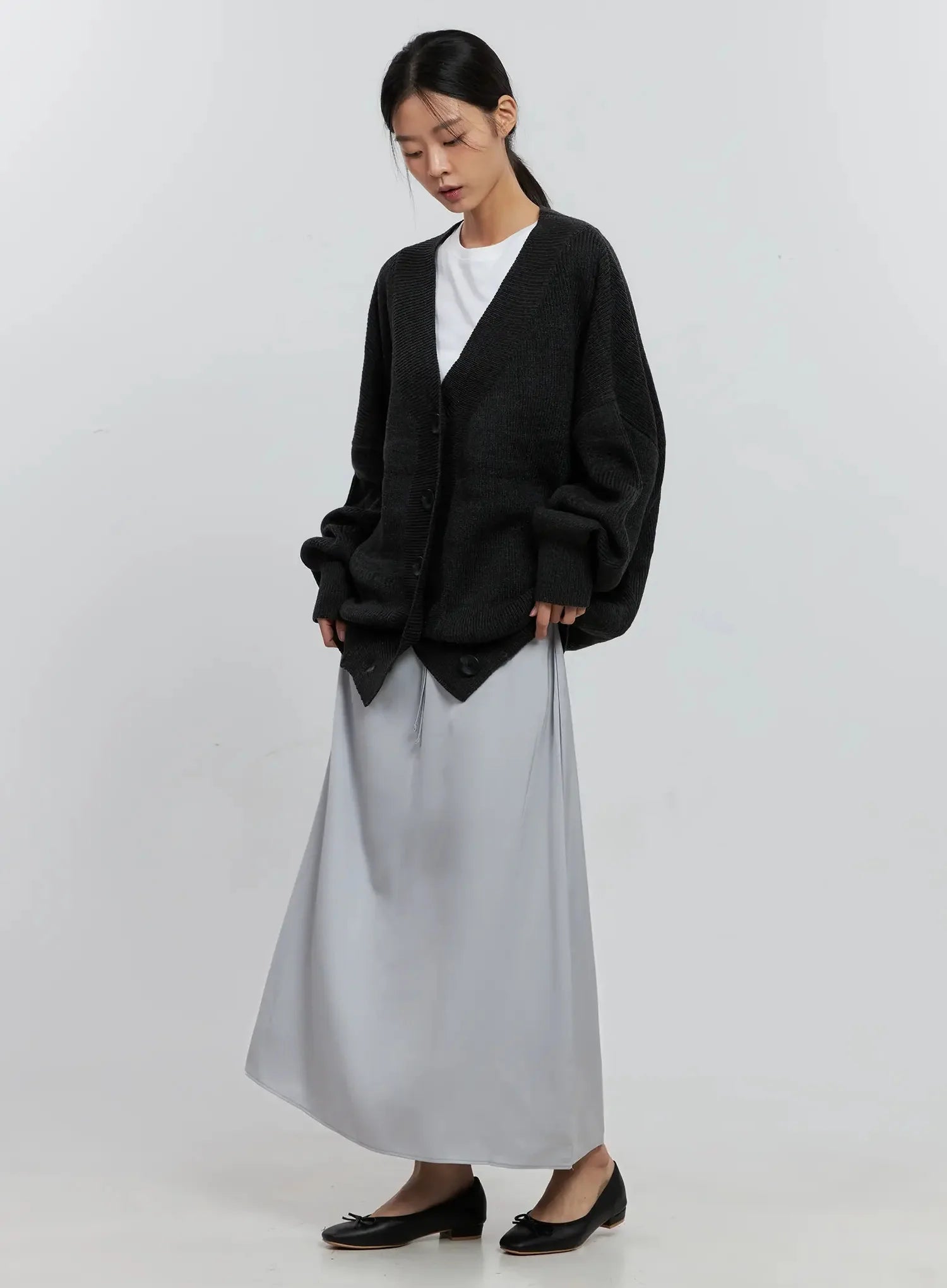Elegant Satin Maxi Skirt IS516