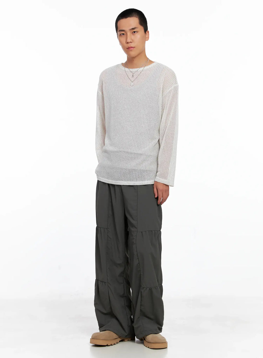 Men's Line Stitch Parachute Pants IS510