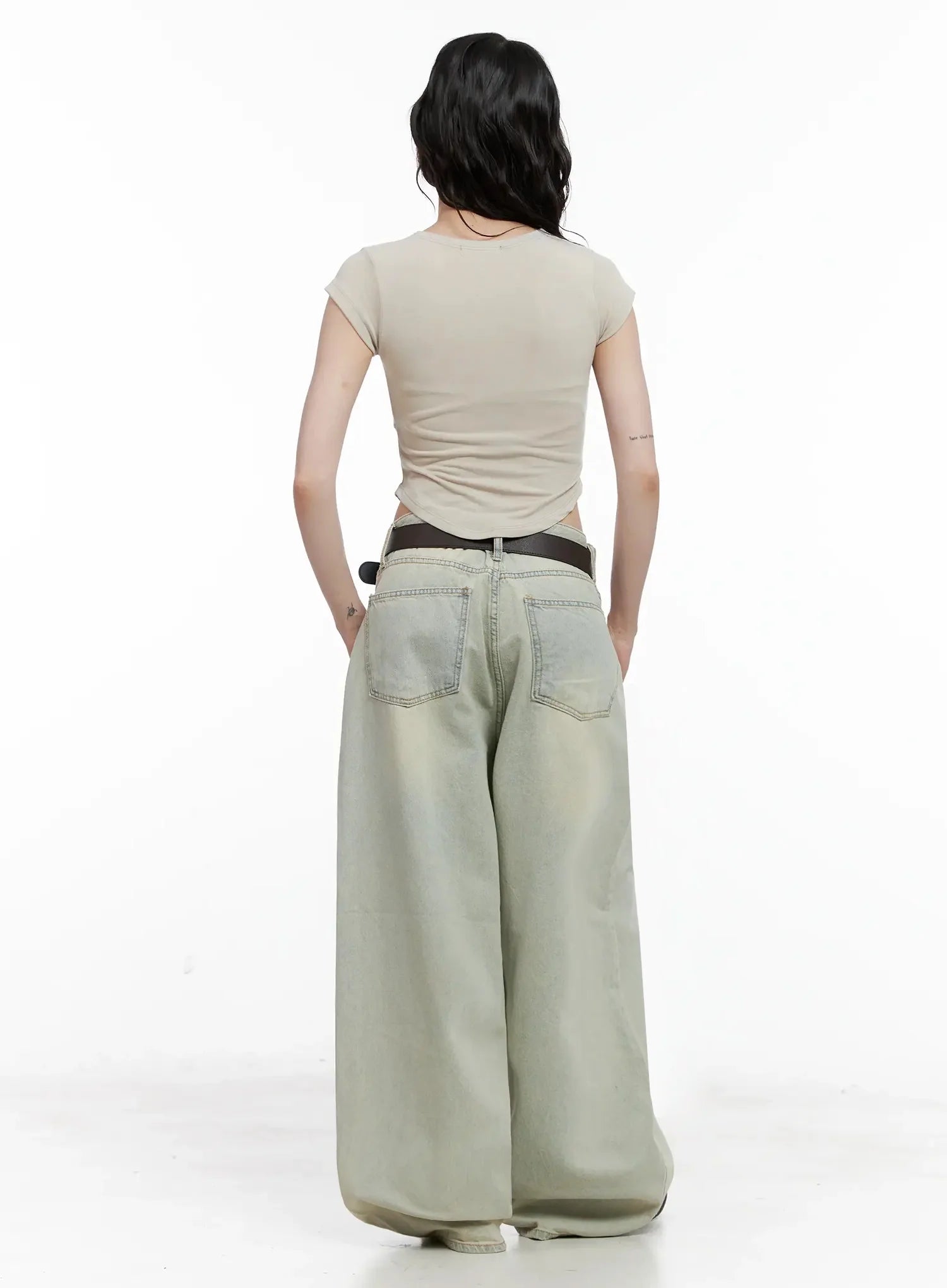 Xiaoting Vintage Style Wide-Leg Denim IL531