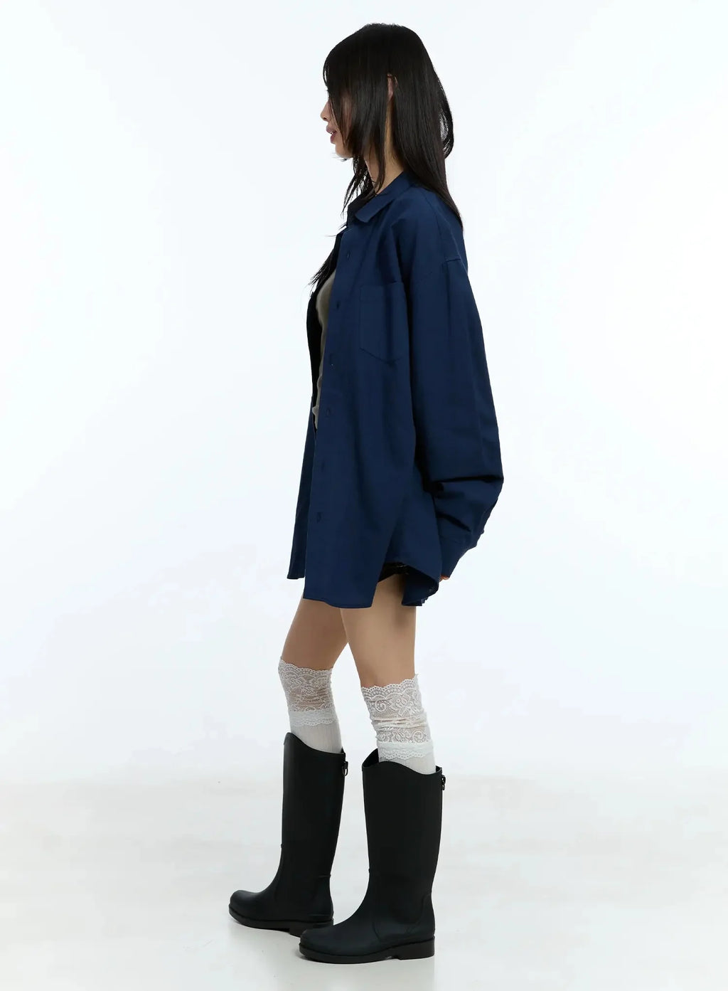 Oversized Solid Collared Shirt IU524