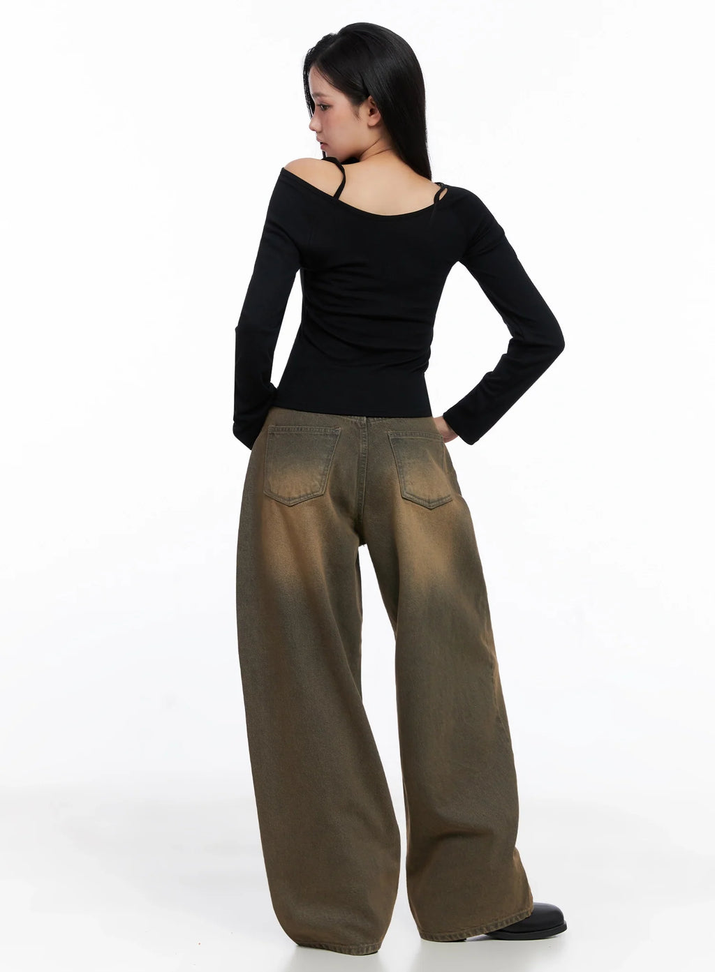 STR Mirren Brown Washed Baggy Jeans IS525