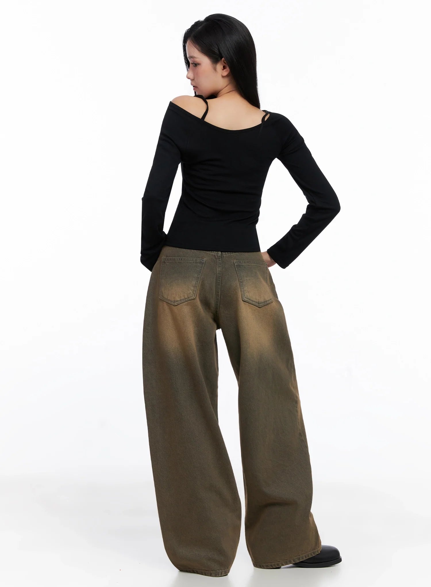 STR Mirren Brown Washed Baggy Jeans IS525