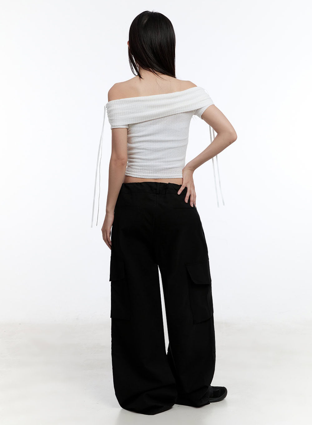 Ribbon Off-Shoulder Crop Top IU504