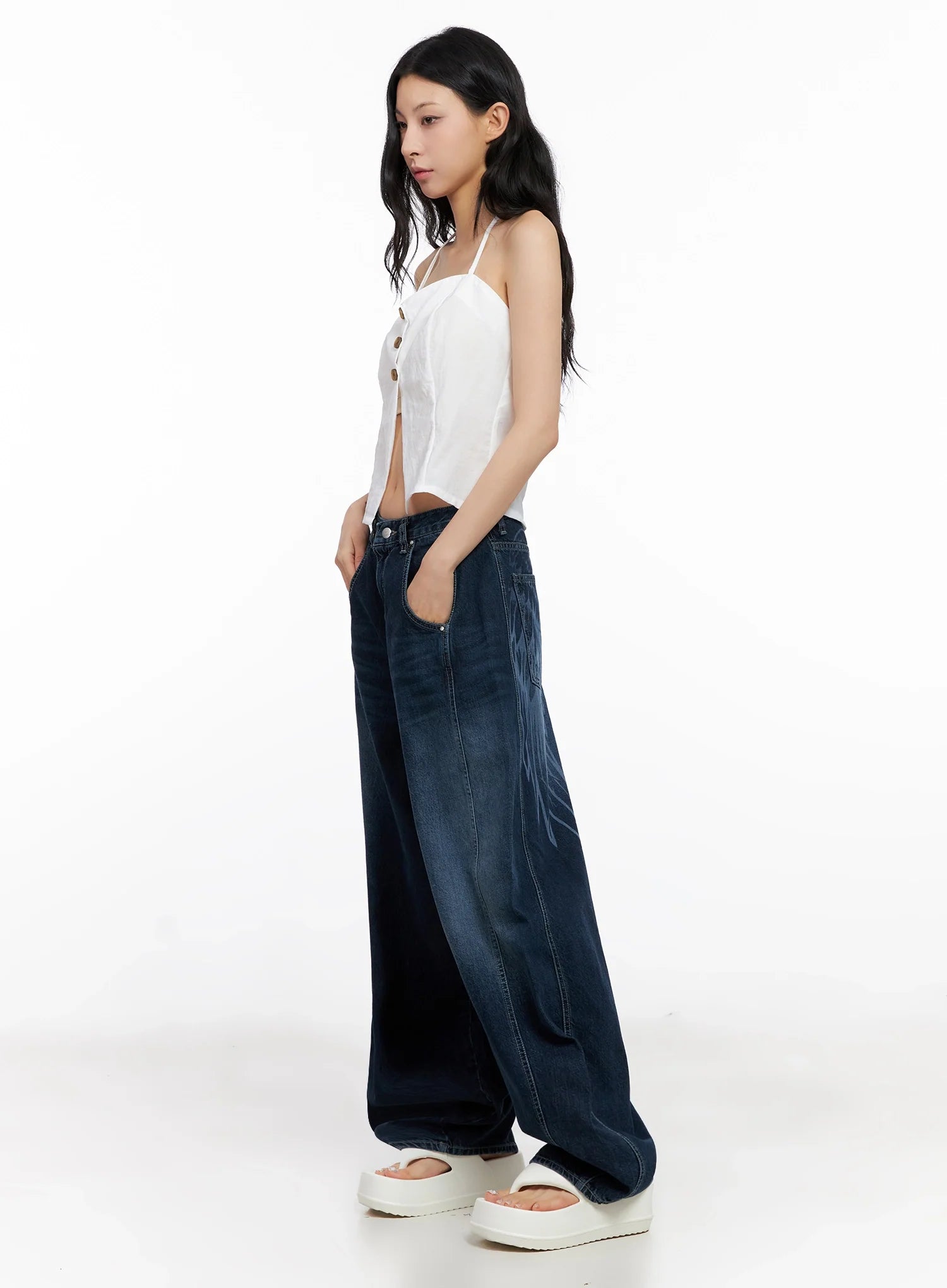 Buttoned Halter Neck Top IG508