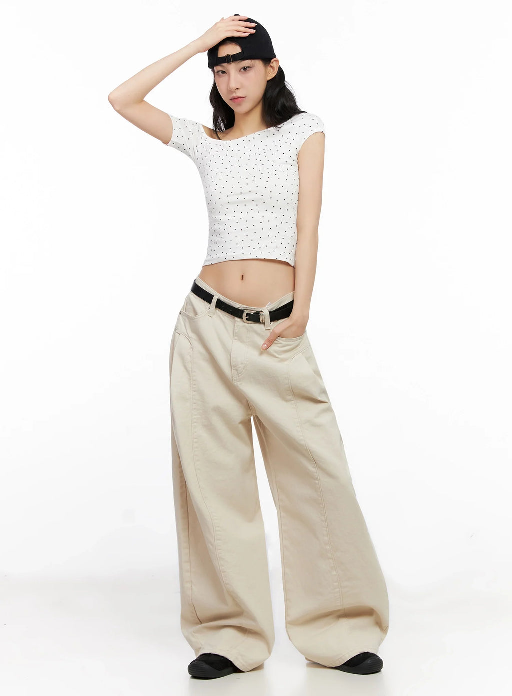 Star Print Off-Shoulder Crop Top IG508