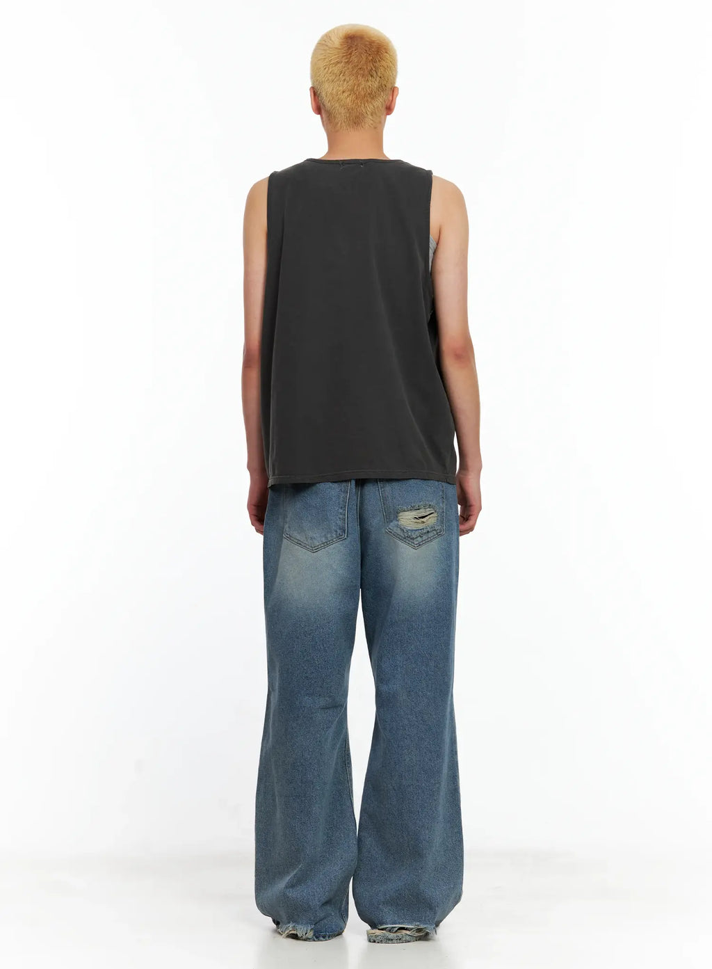 Men's Distressed Wide-Leg Denim Pants IL511