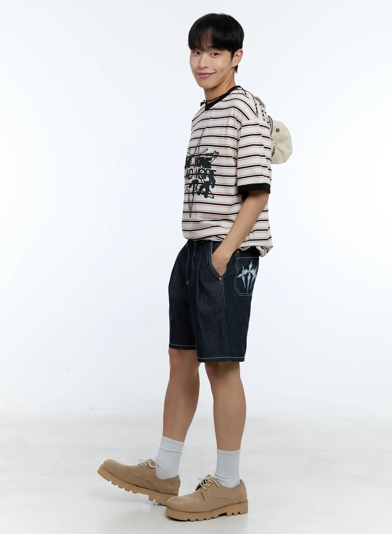 Men's Pleated Denim Jorts IL517