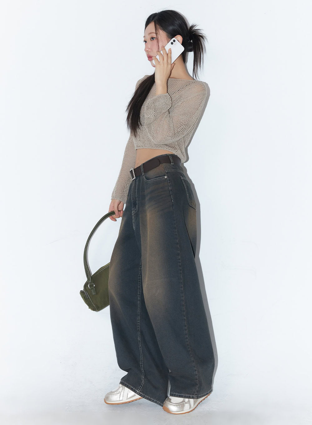 Mesh Back-Strap Knit Crop Top IA521