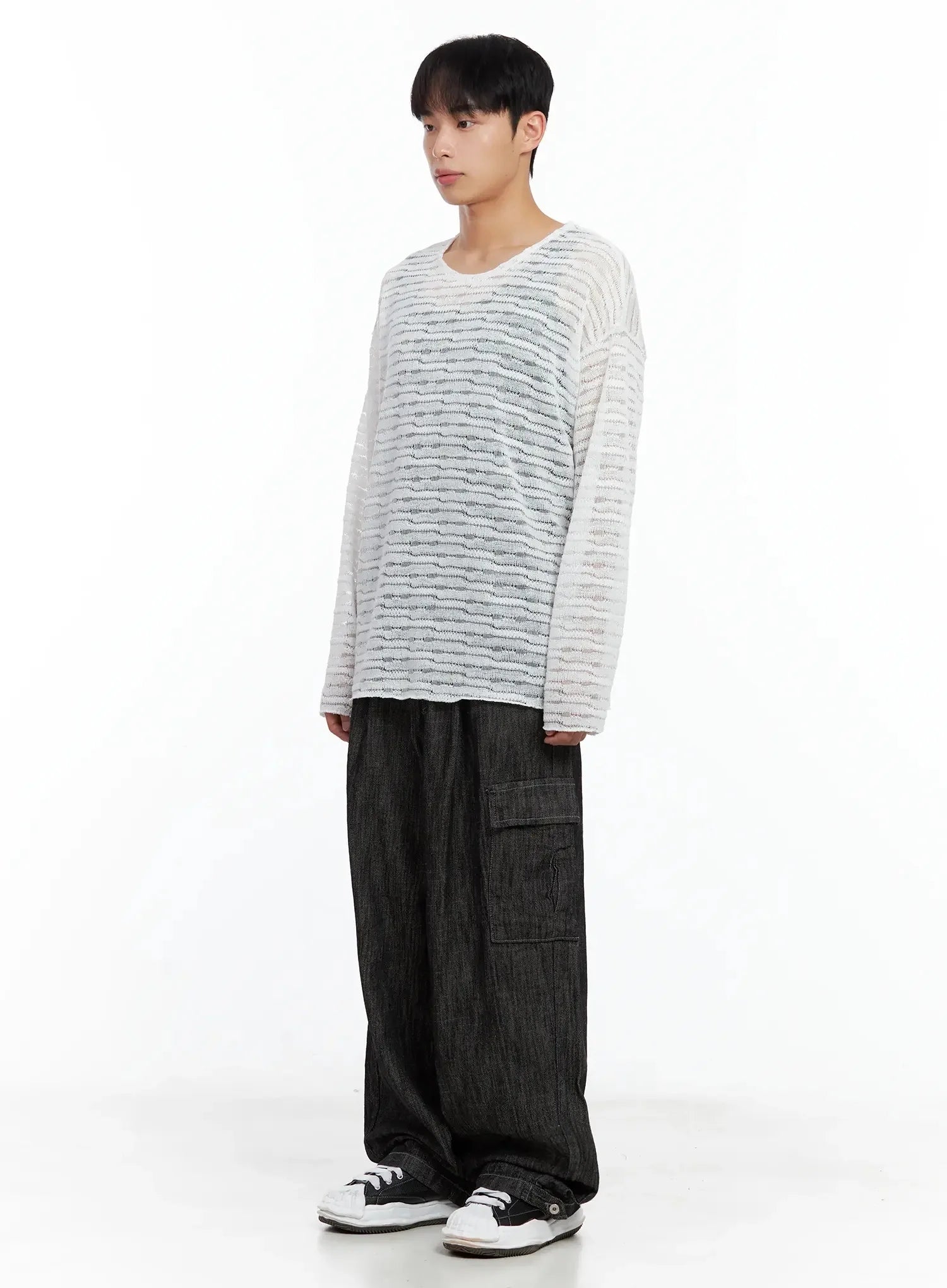 Men's Striped Knit Long-Sleeve Top IL516