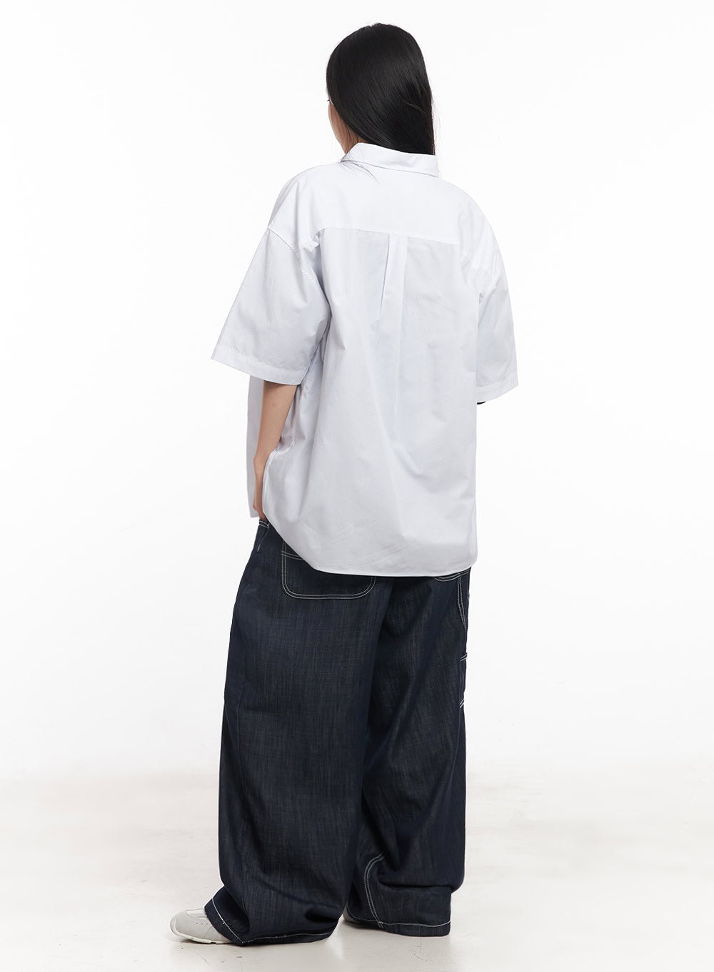 Cotton Collared Oversize Shirt IY529