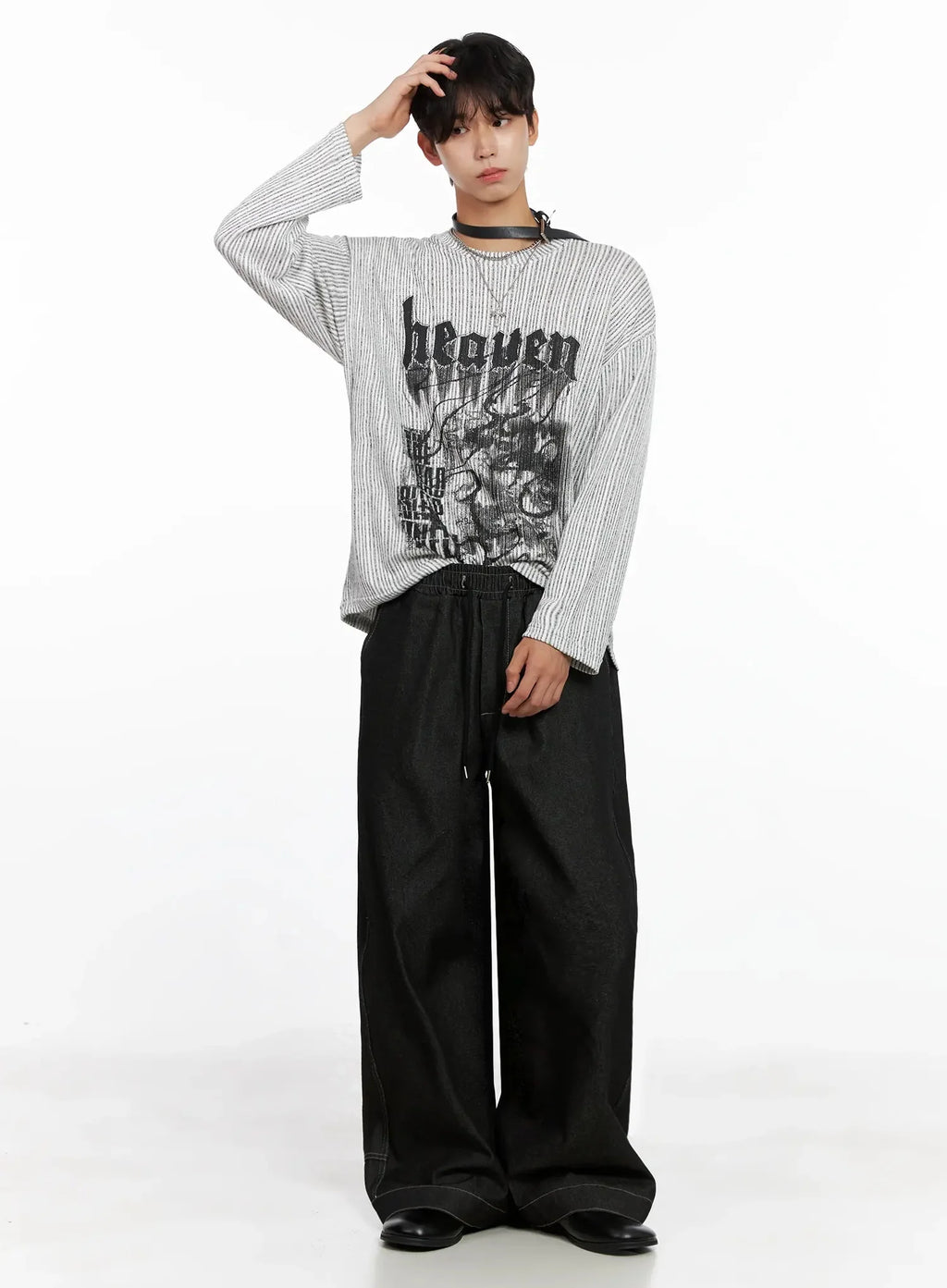 Men's Striped Graphic Knit Long Sleeve IO517