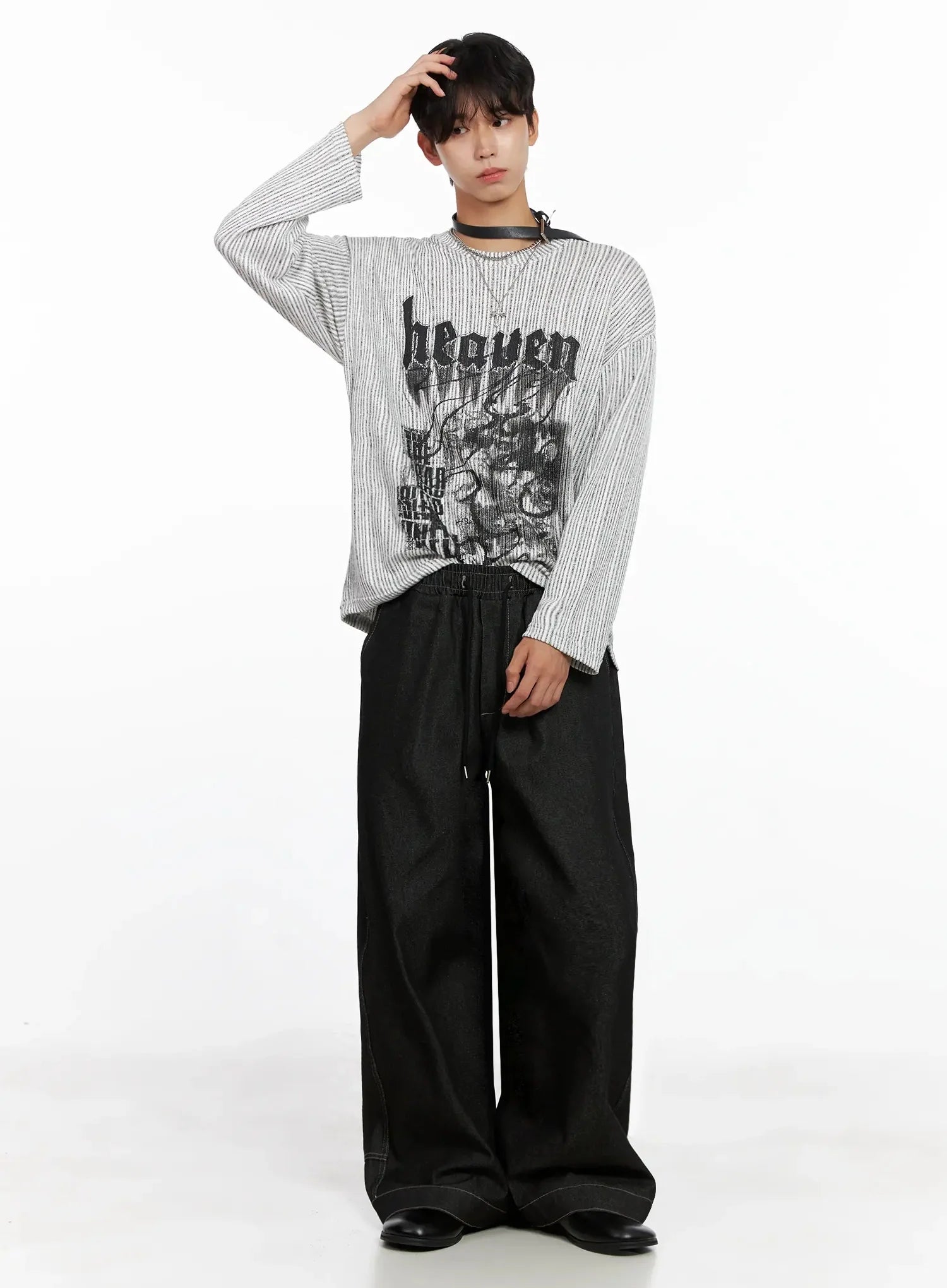 Men's Striped Graphic Knit Long Sleeve IO517