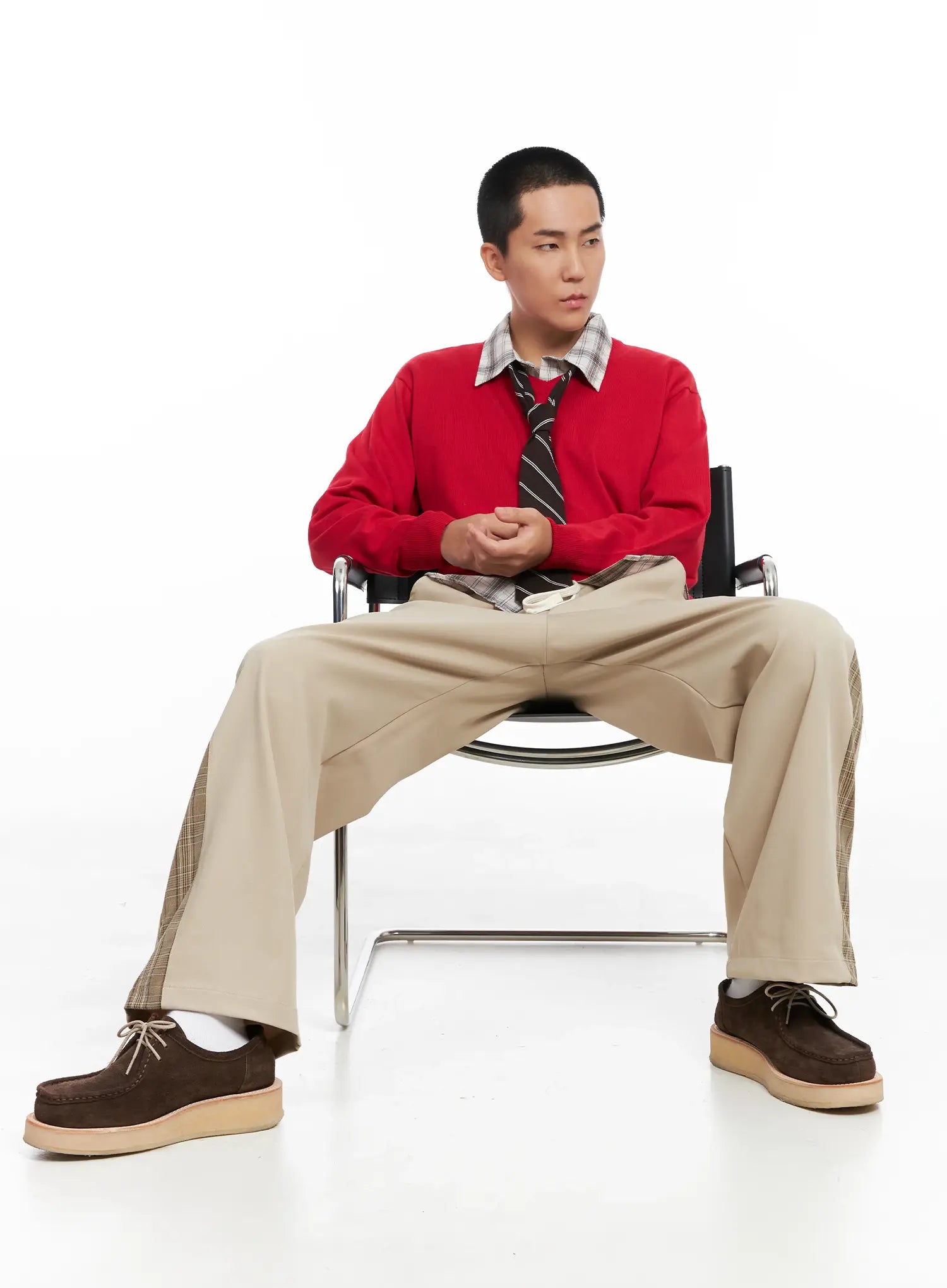 Men's Side Plaid Drawstring Pants IG529