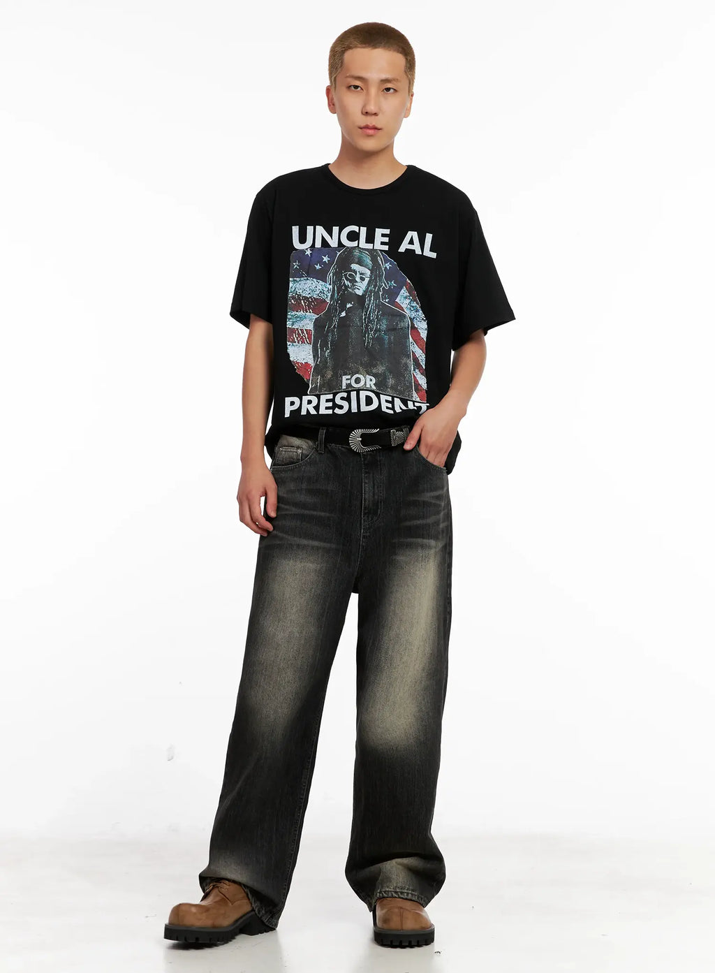 Men's Brushed Wide-Leg Denim Jeans IL521