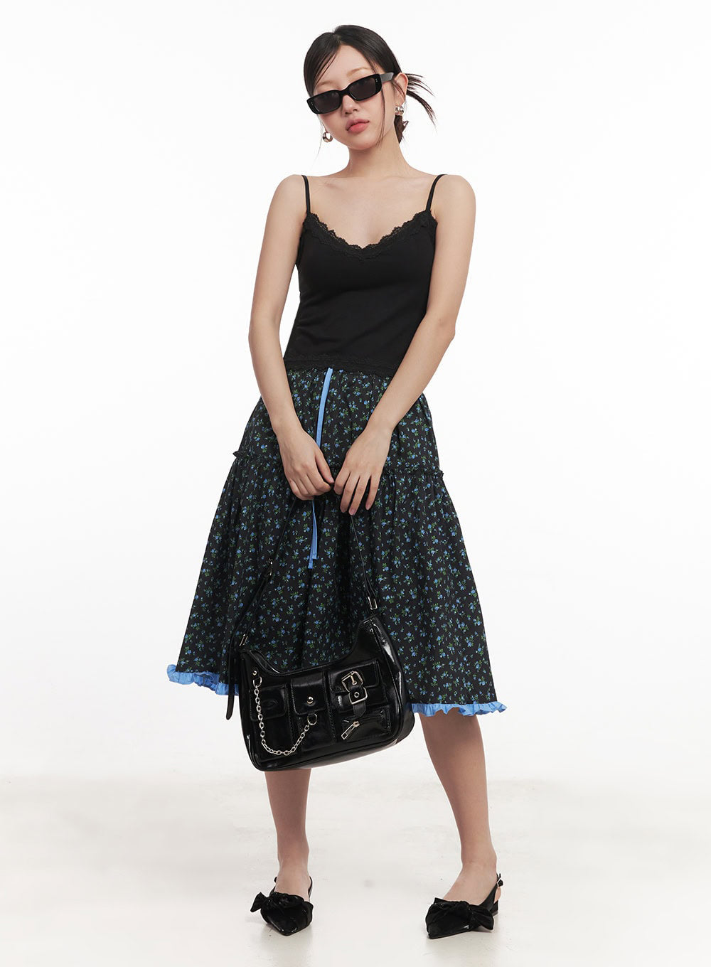 Picnic Floral Flare Midi Skirt IM528