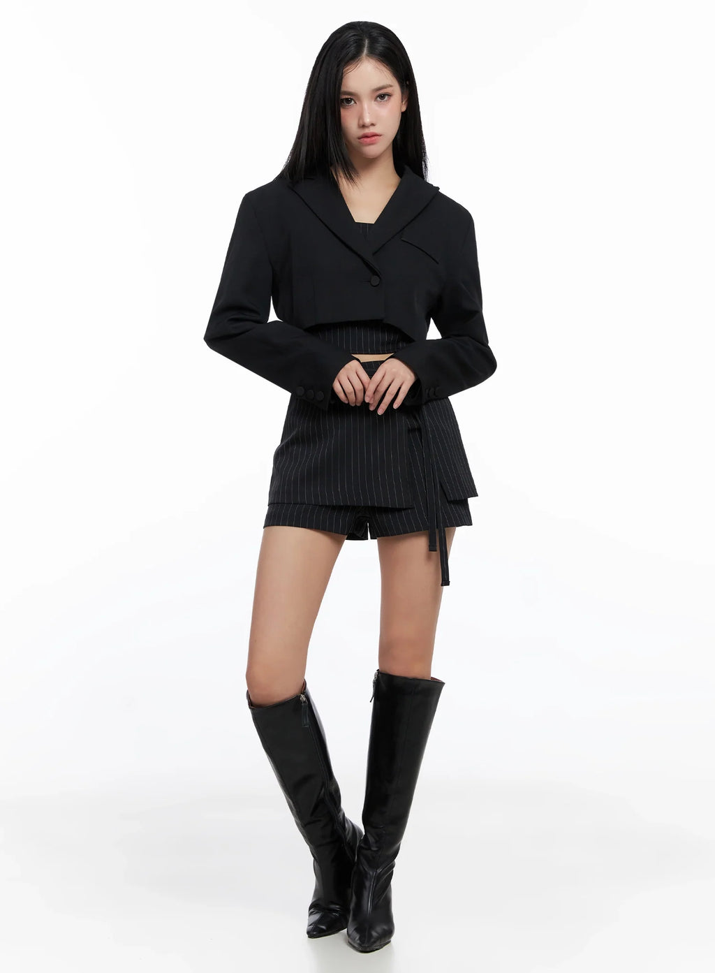 One-Shoulder Asymmetric Striped Crop Top IS525