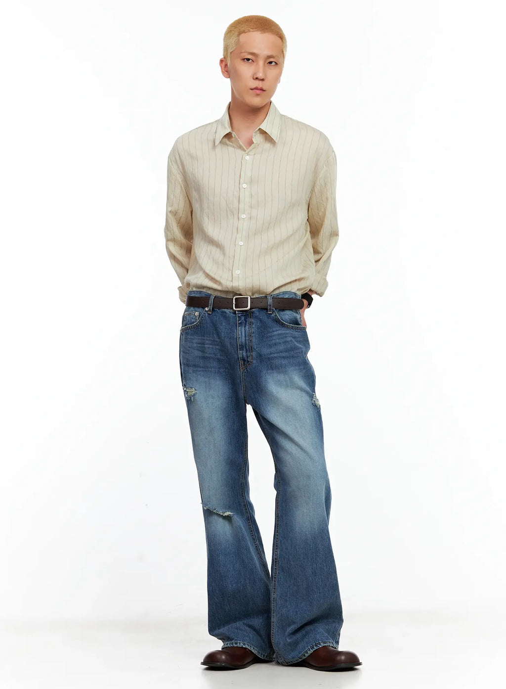 Men's Linen Button-Up Shirt IL514