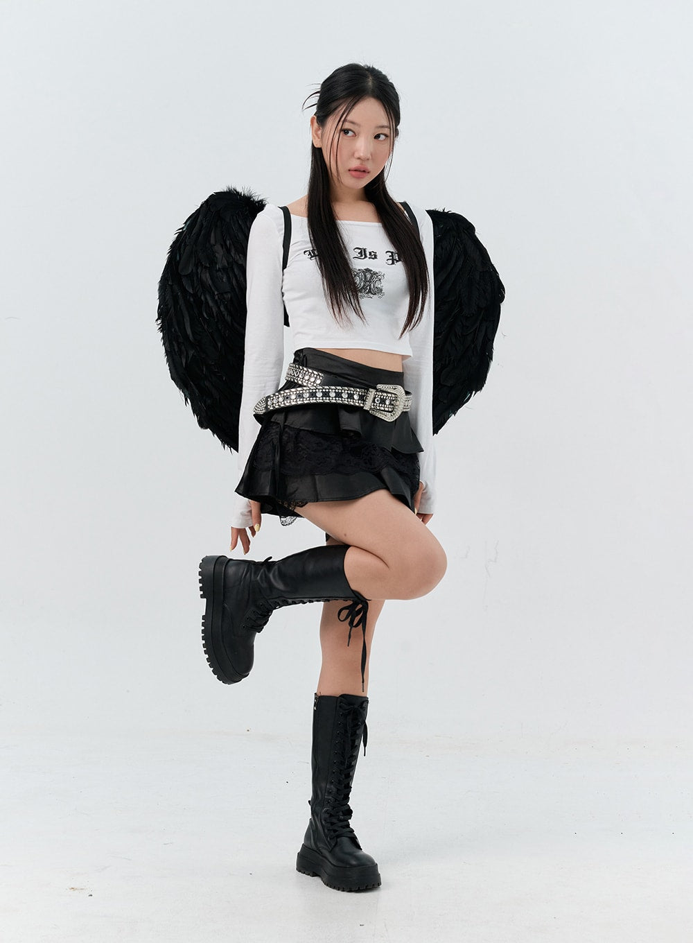 Frilly Lace Tiered Mini Skirt IS306