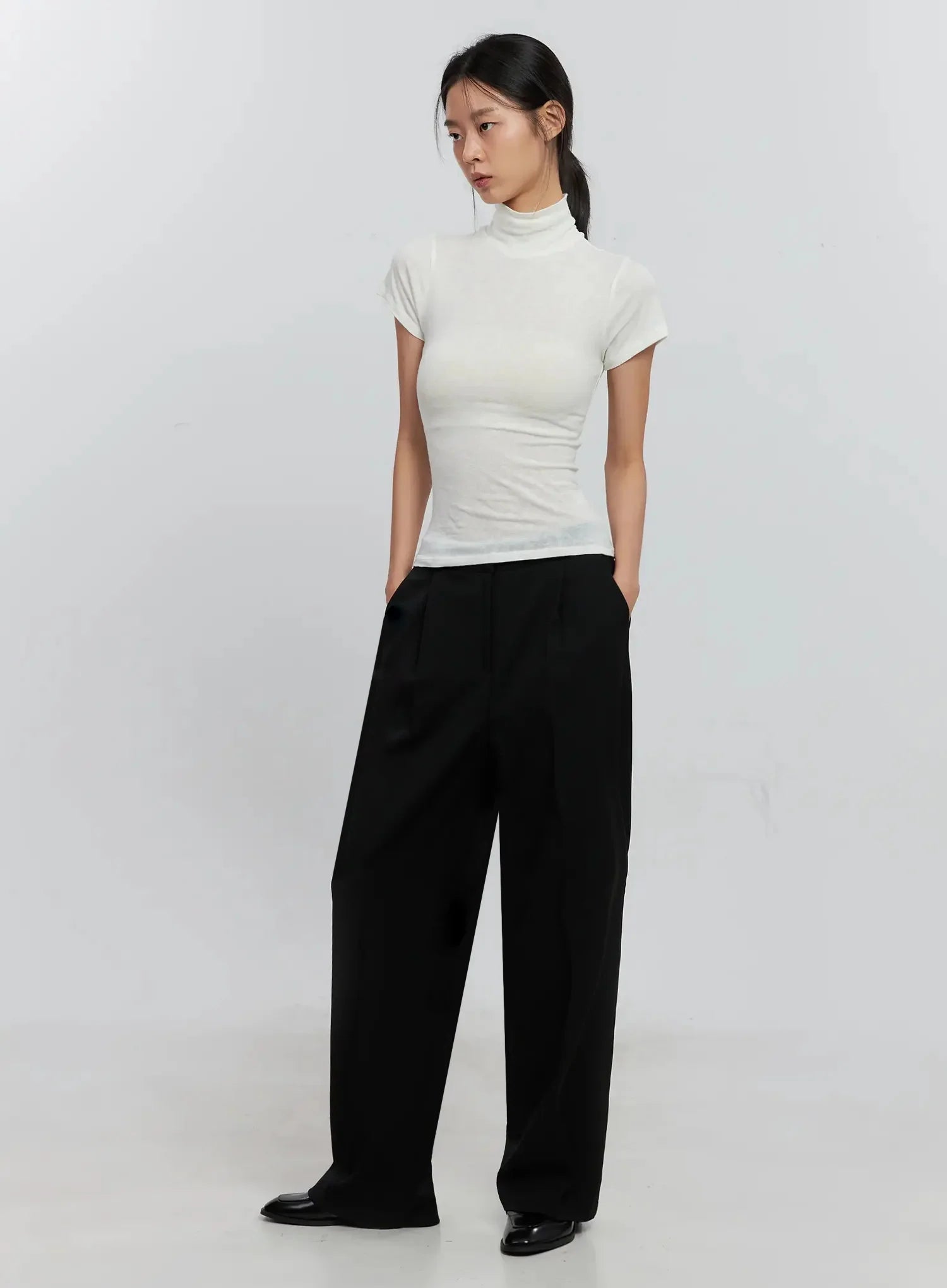 Pintuck Wide-Leg Slacks IS516