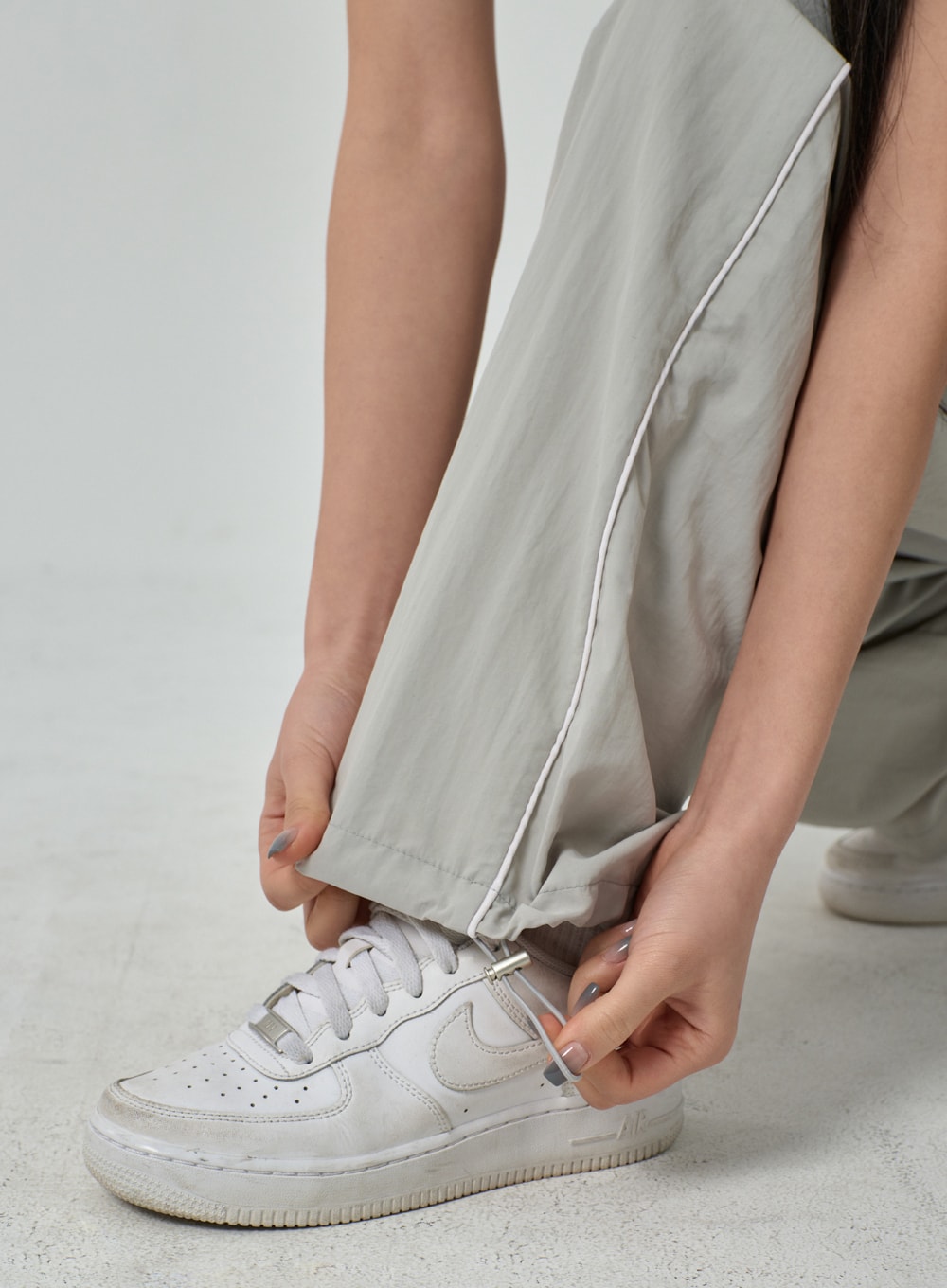 Drawstring Nylon Track Pants IF315