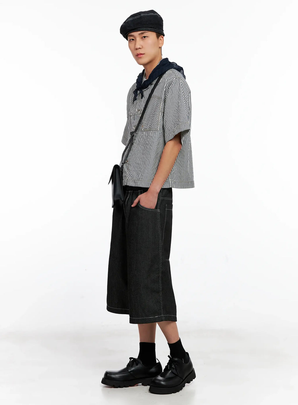 Men's Striped Cropped Jacket IG508