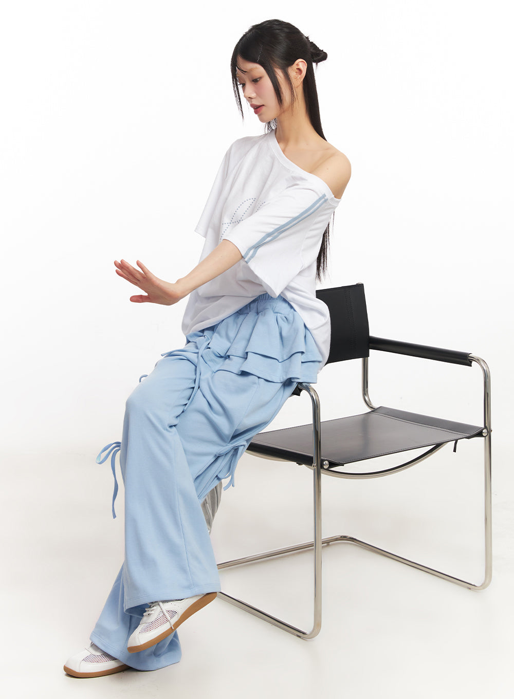 Angel One-Shoulder Stripe T-Shirt IY502