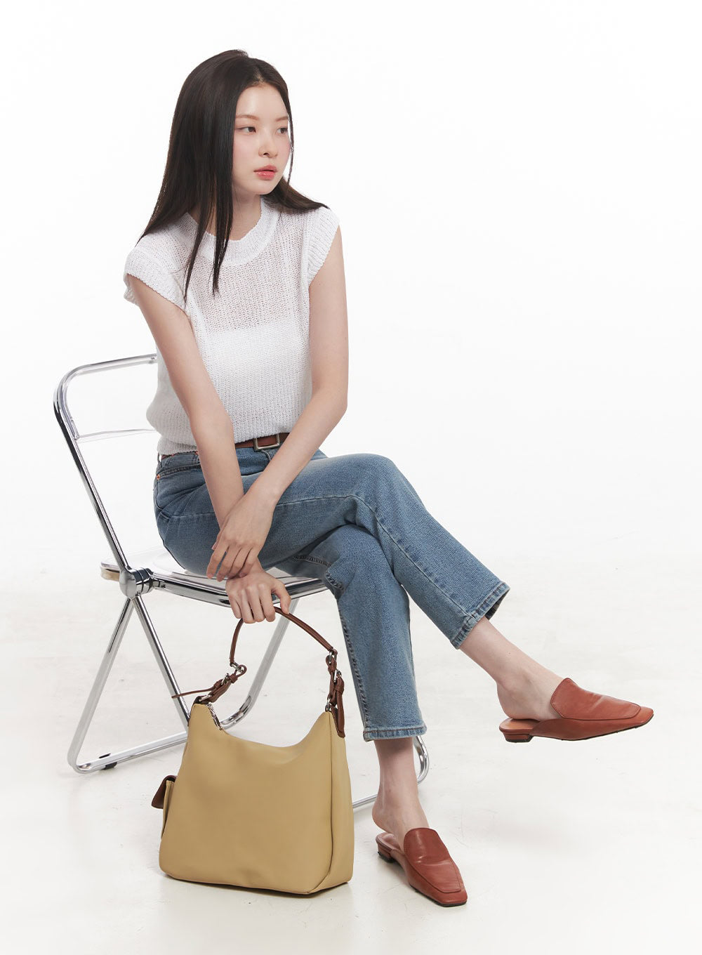 Sheer Mock-Neck Knit Top IY508