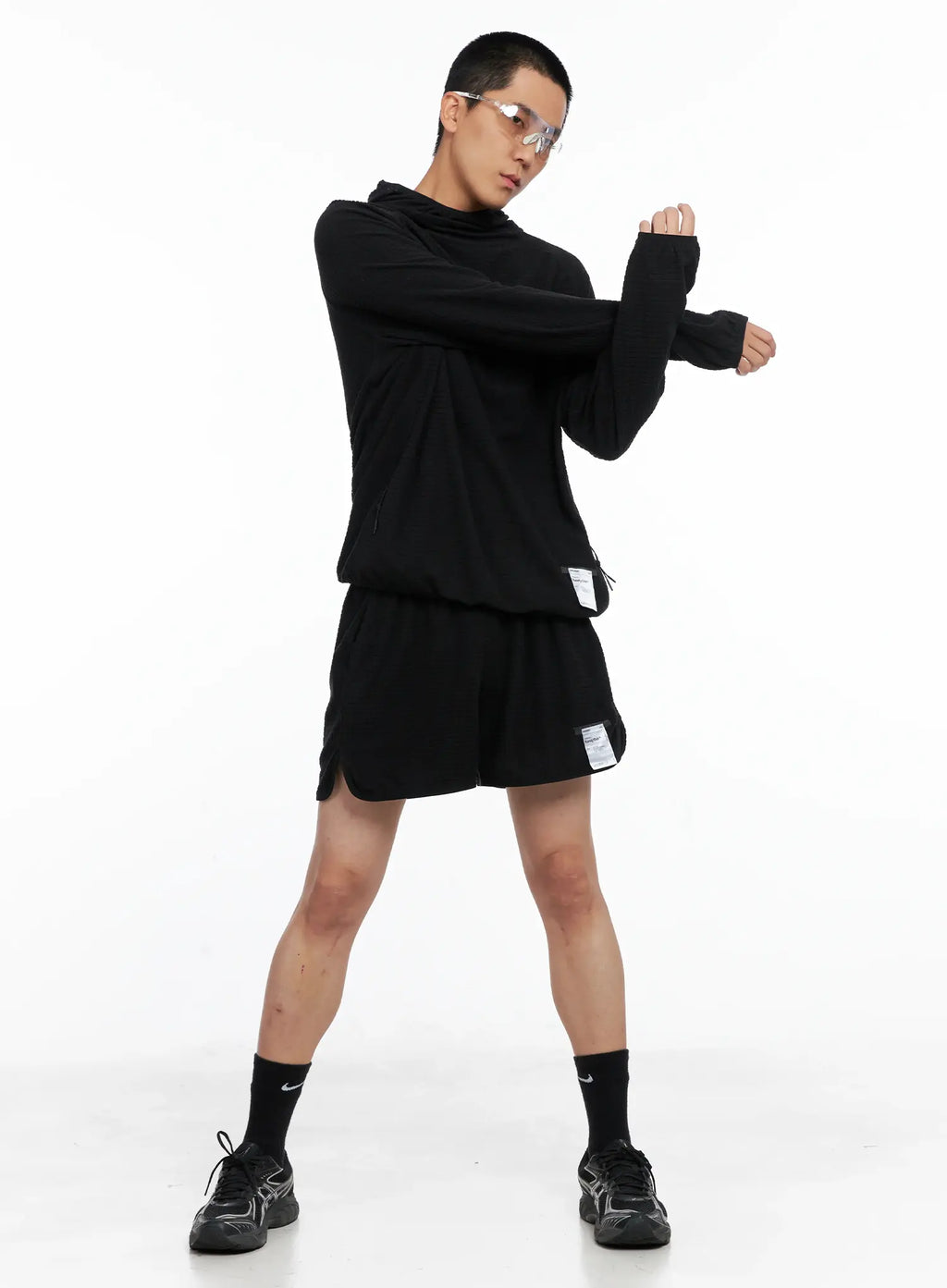 Men's Textured Label Detail Shorts US502