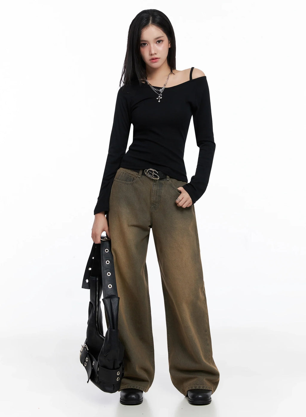 STR Mirren Brown Washed Baggy Jeans IS525