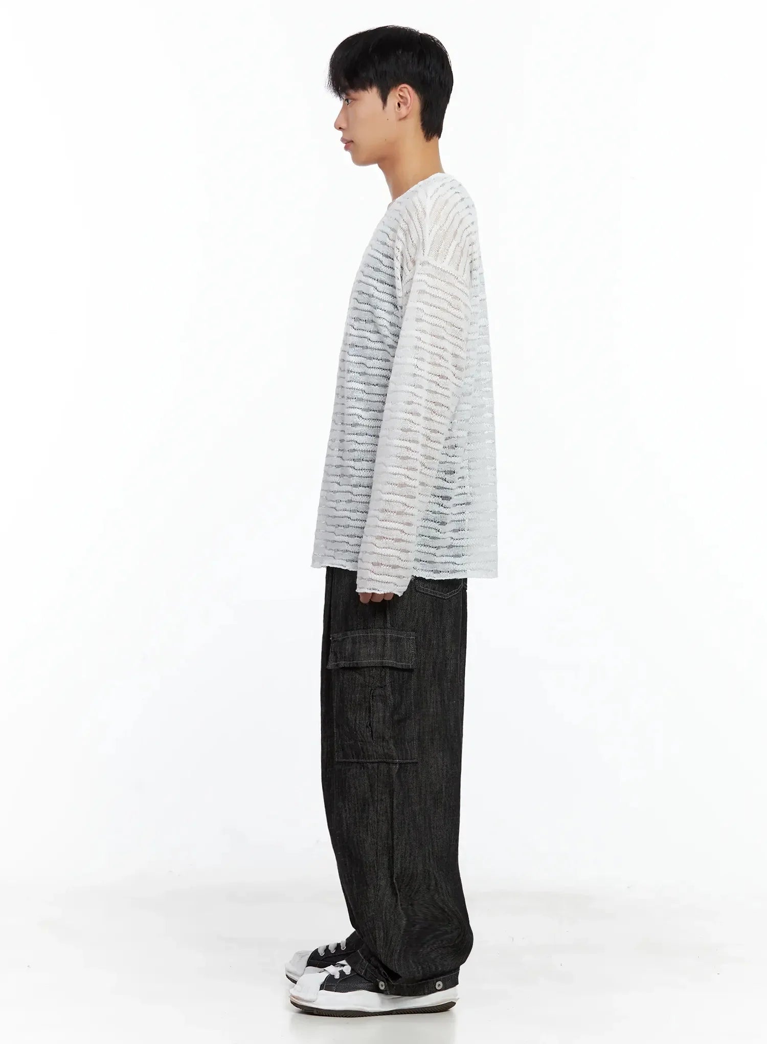 Men's Striped Knit Long-Sleeve Top IL516