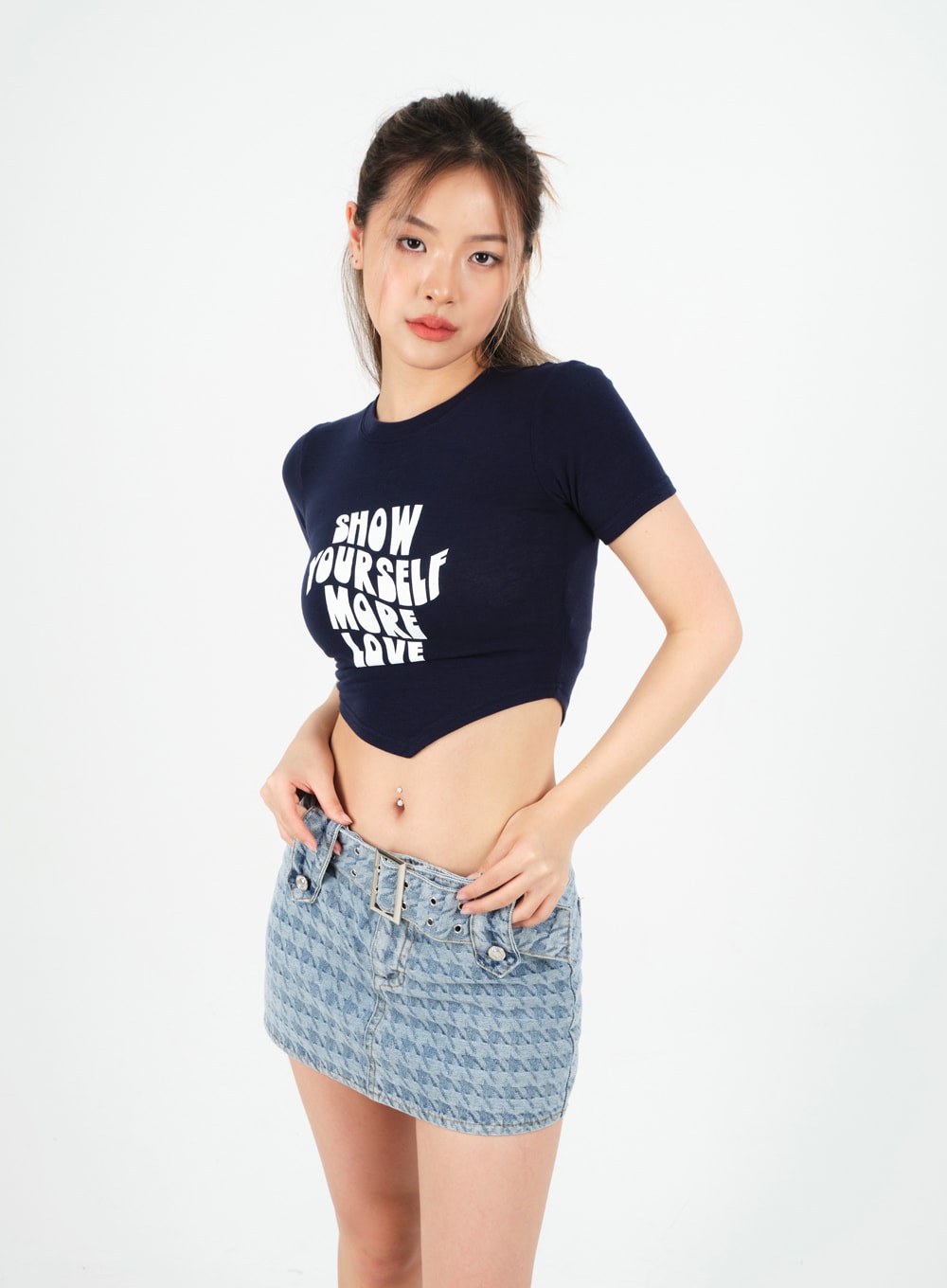 Low-Rise Micro Mini Skirt with Belt Set CM02