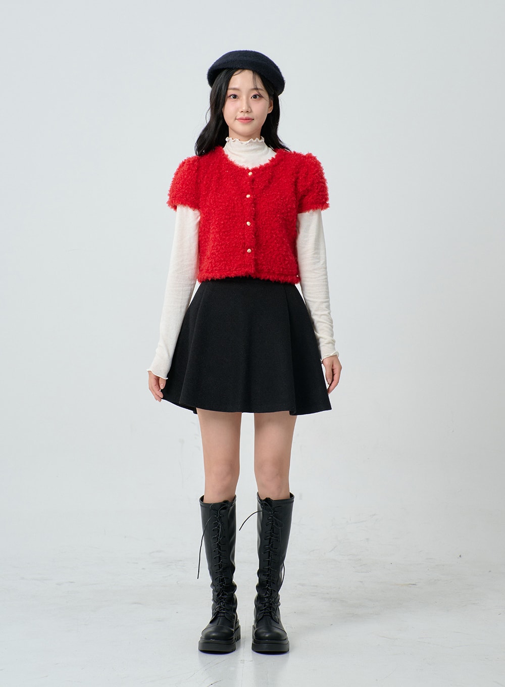 Poodle Short Sleeve Gold Button Cardigan BN02