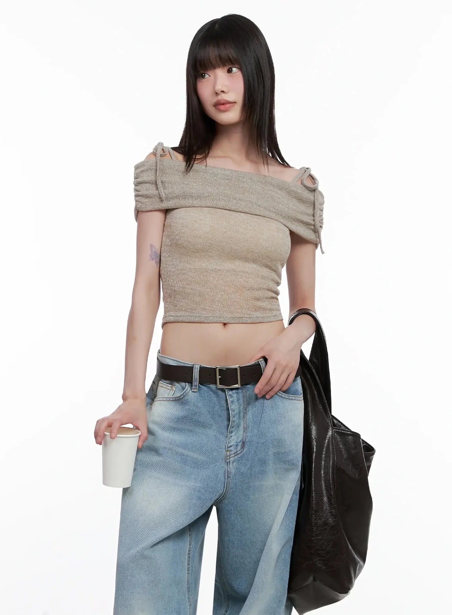 Textured Off-Shoulder Knit Top IL531