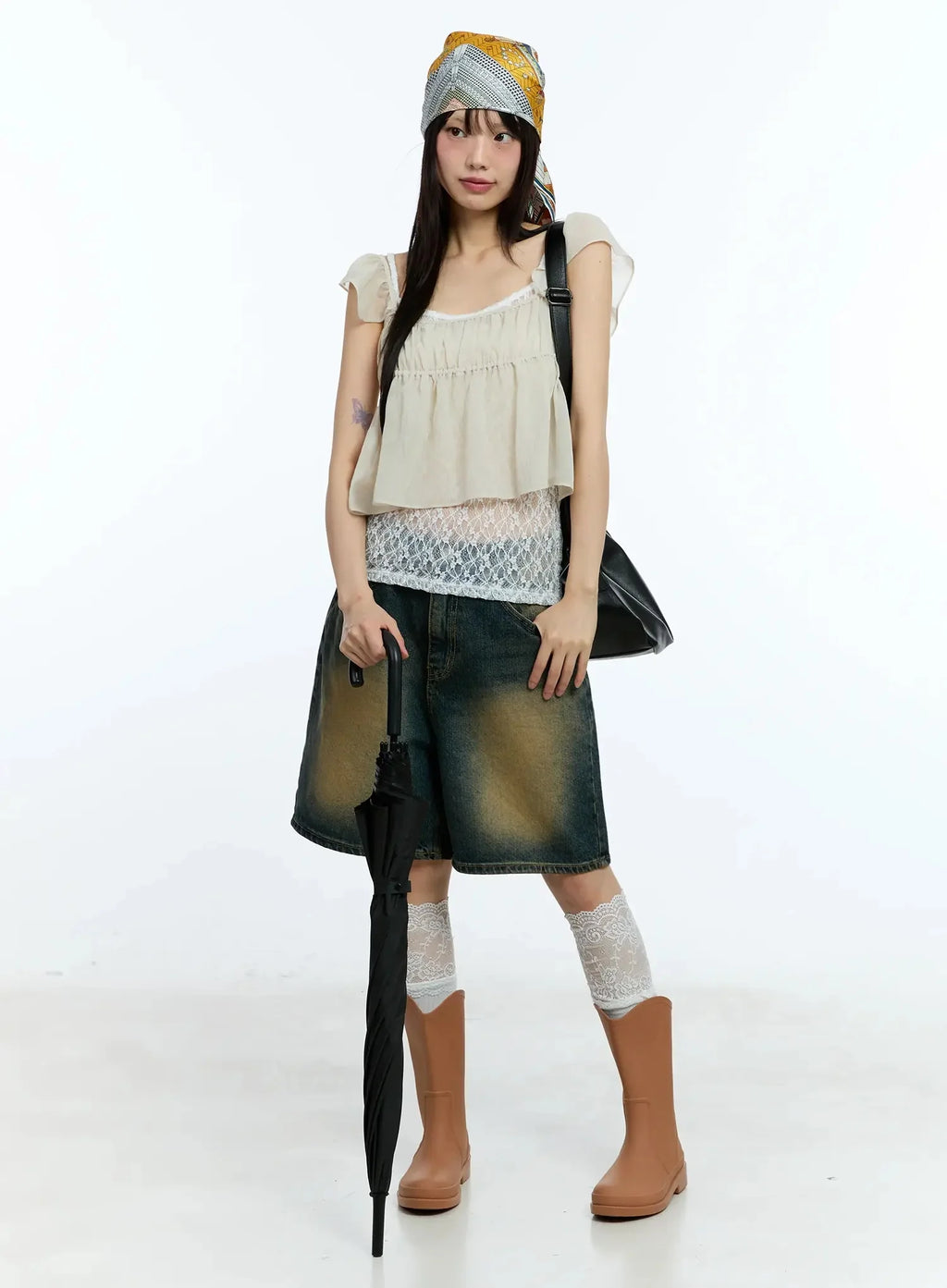 Square Neck Flared Crop Top IU523