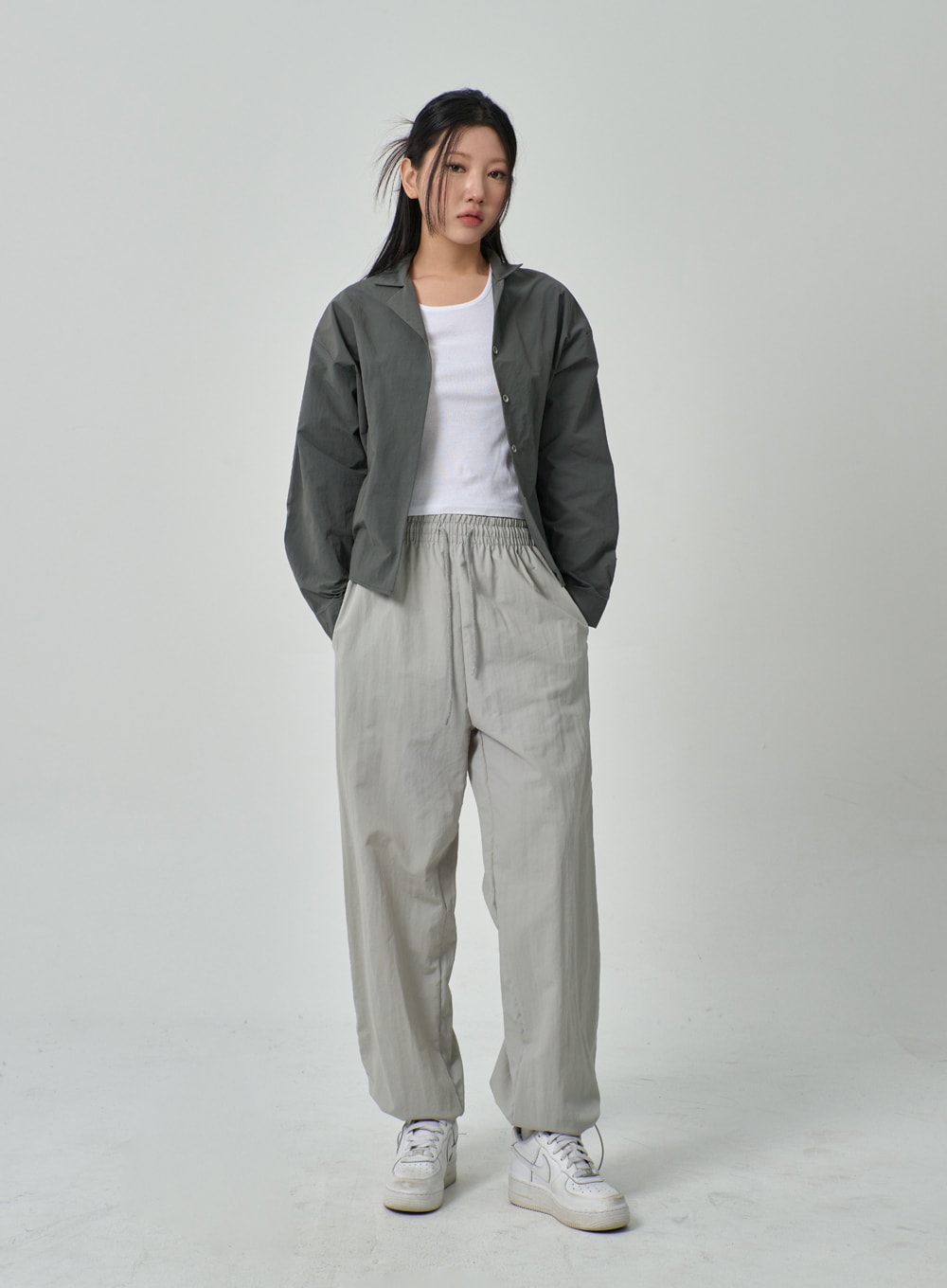 Drawstring Nylon Track Pants IF315