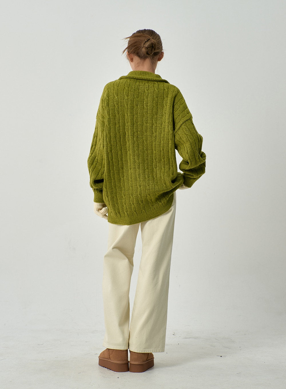 Twist Pattern Zip-Up Knit Unisex CD12